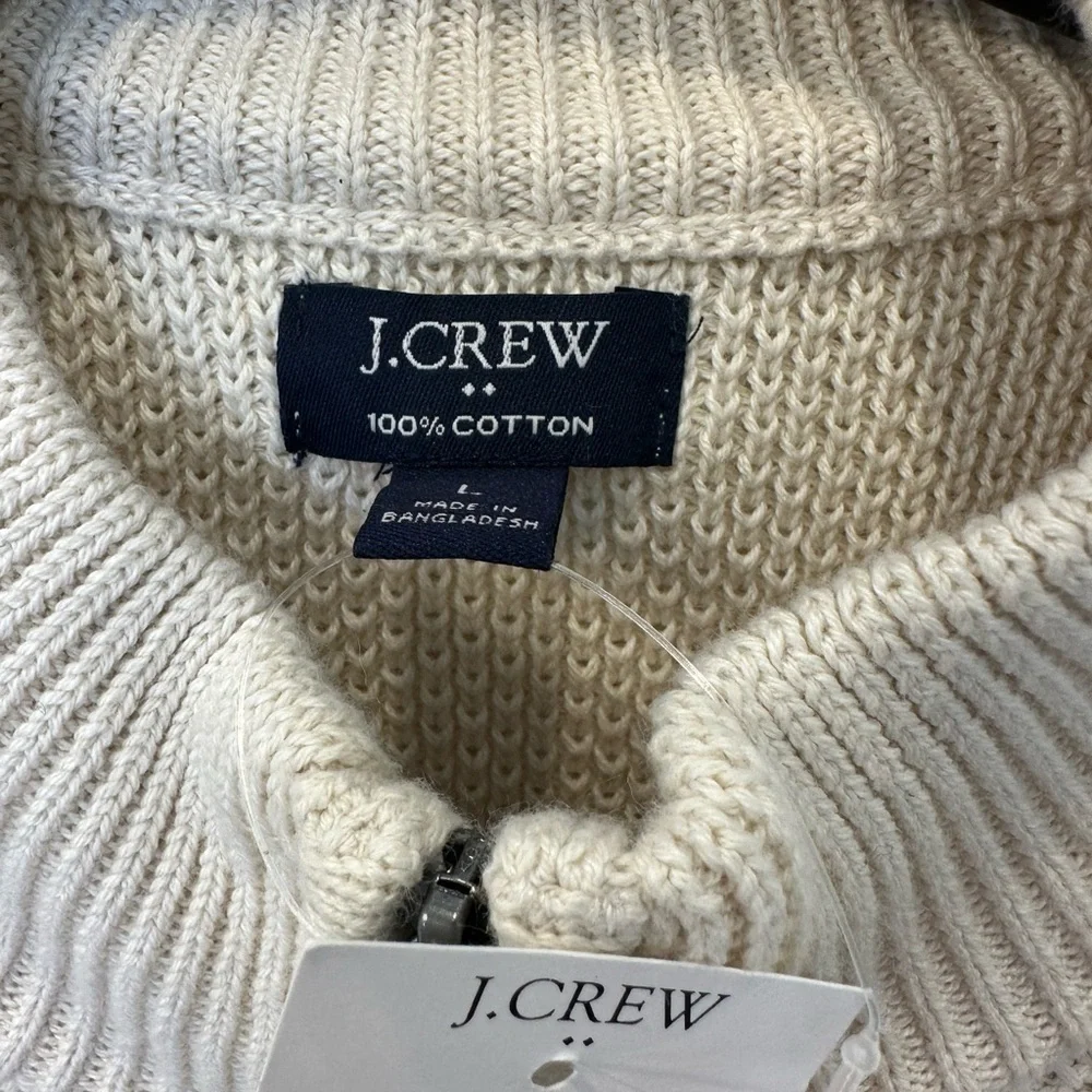 J.Crew Factory Men's L Cotton Honeycomb Knit Half-Zip Sweater NWT Flawed